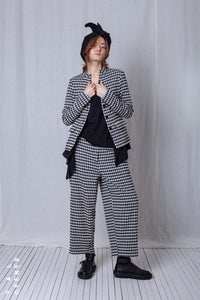 Fitted Peplum Jacket_Checked Cotton Mix