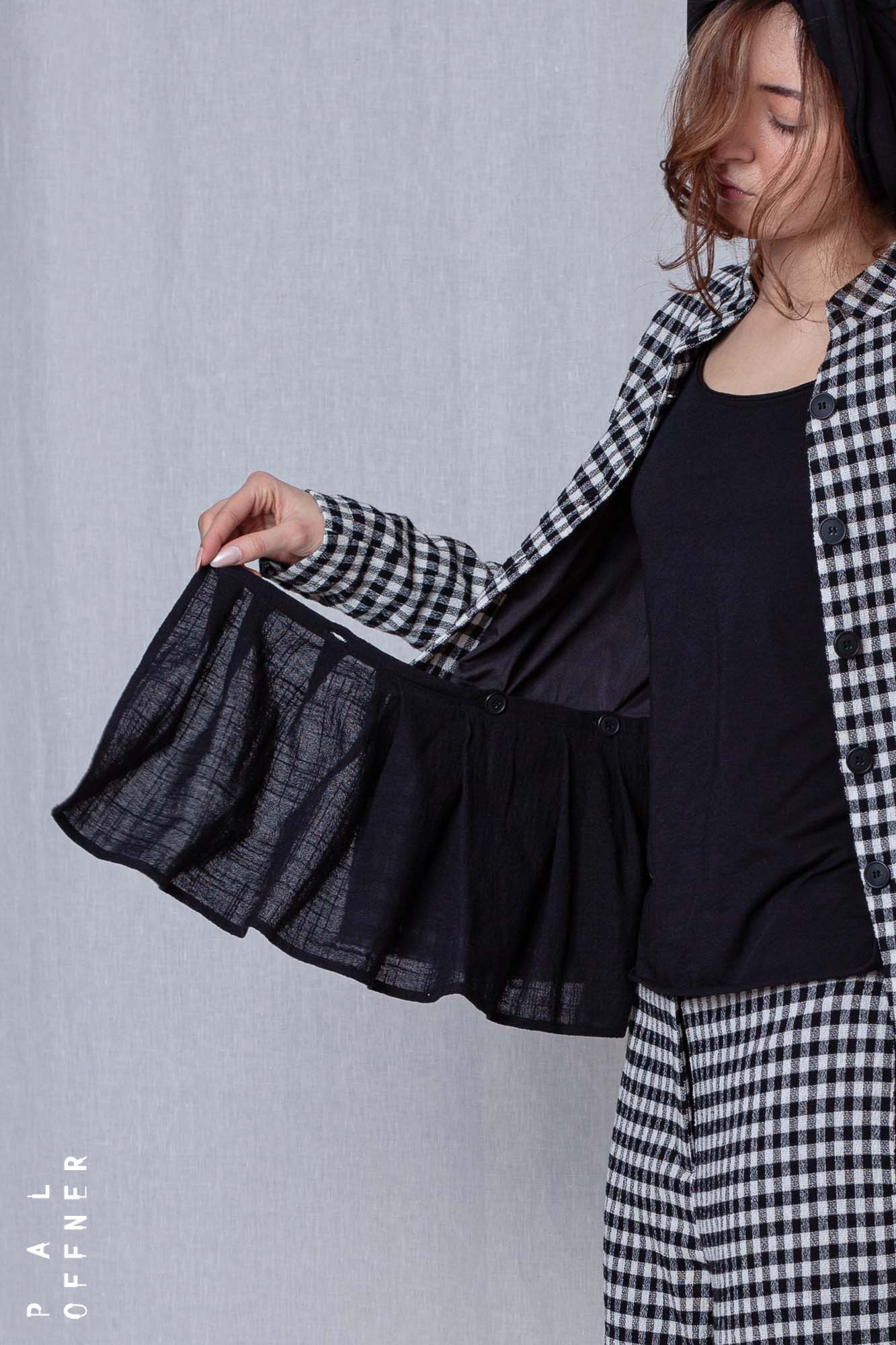 Fitted Peplum Jacket_Checked Cotton Mix