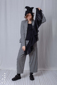 Fitted Peplum Jacket_Checked Cotton Mix
