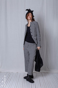 Fitted Peplum Jacket_Checked Cotton Mix