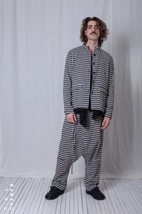 Fitted Peplum Jacket_Checked Cotton Mix
