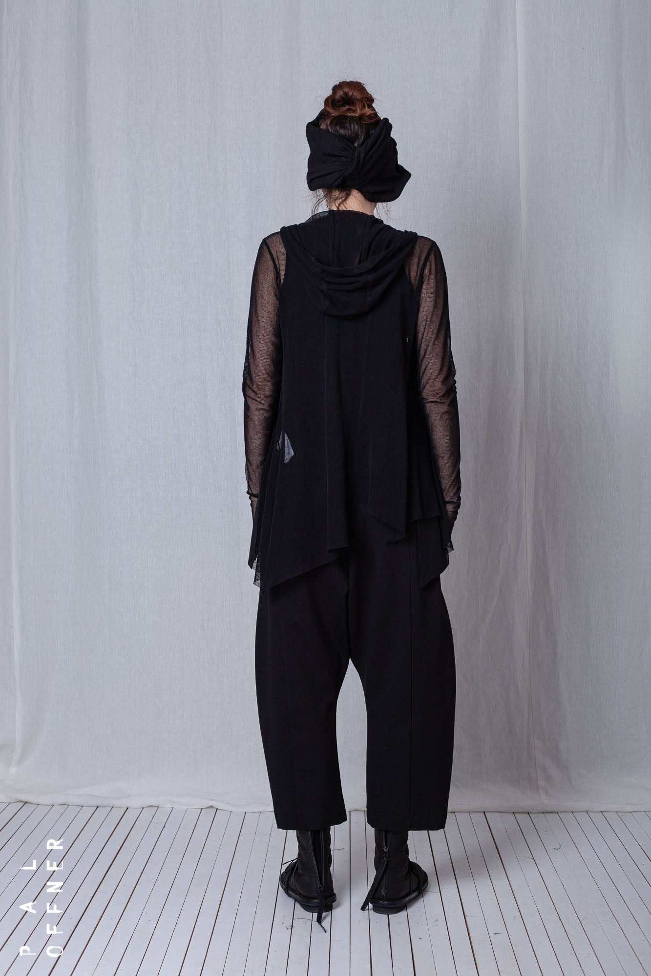 Hoodie Shirt_Crêpe Georgette + Mesh