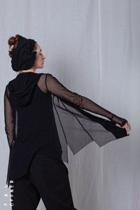 Hoodie Shirt_Crêpe Georgette + Mesh