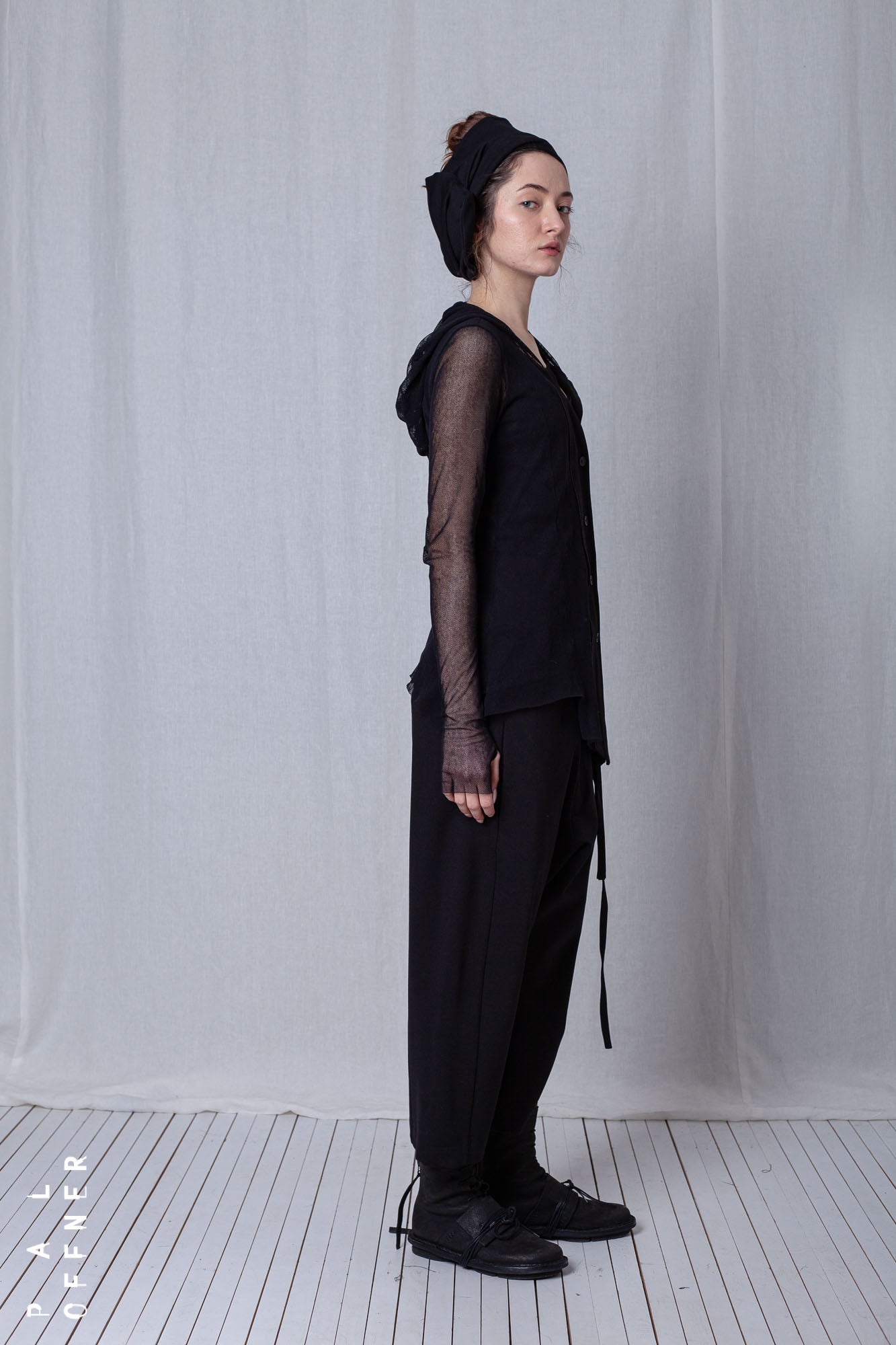 Hoodie Shirt_Crêpe Georgette + Mesh