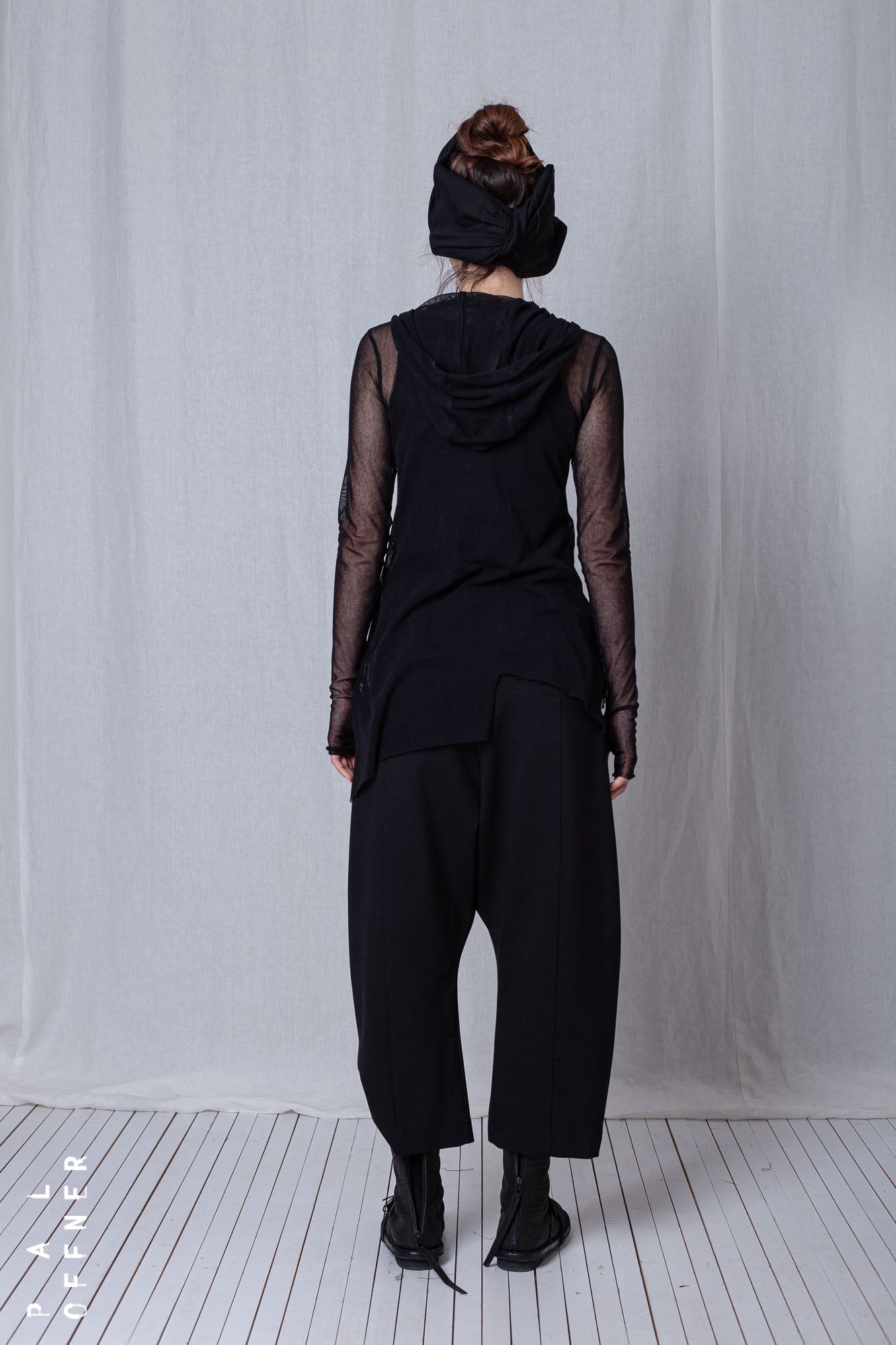 Hoodie Shirt_Crêpe Georgette + Mesh