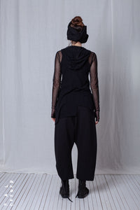 Hoodie Shirt_Crêpe Georgette + Mesh