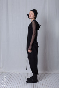 Hoodie Shirt_Crêpe Georgette + Mesh