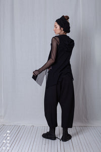 Hoodie Shirt_Crêpe Georgette + Mesh