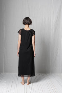 Layered Dart T-Dress_Cotton Mesh + Viscose