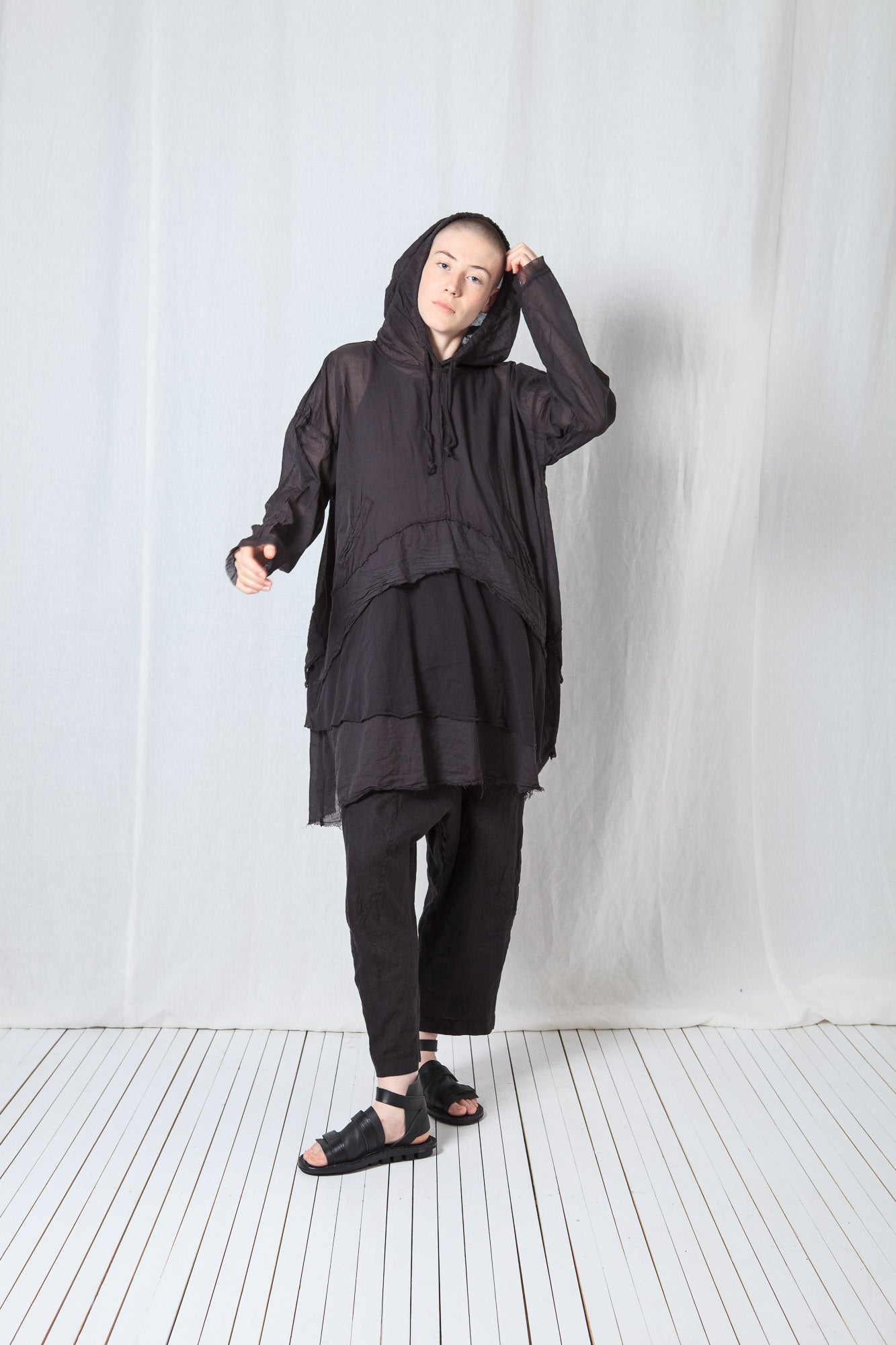 Longsleeved Hoodie Tunic_Sheer Cotton Voile