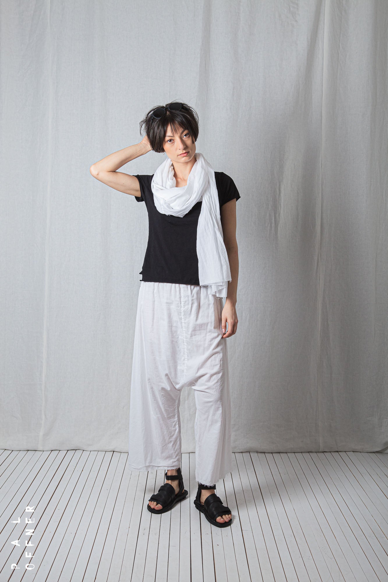 Low Crotch Pull On Trousers_Sheer Cotton Voile