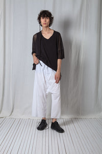 Low Crotch Pull On Trousers_Sheer Cotton Voile