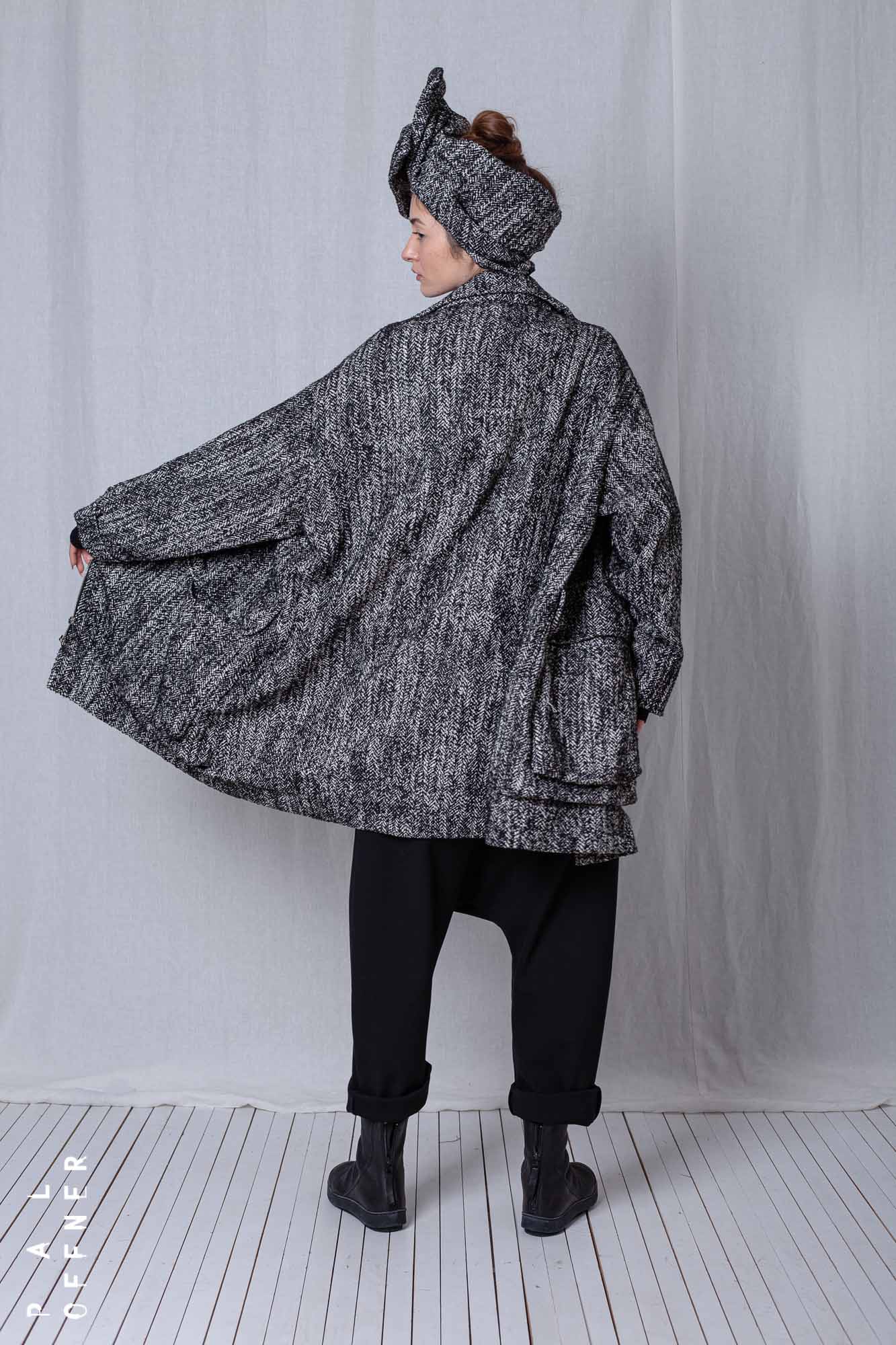 Oversize Coat_Herringbone Cotton Mix