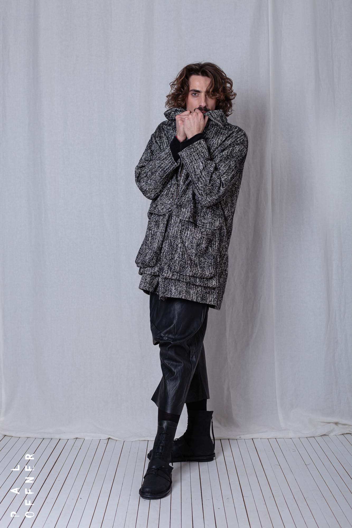 Oversize Coat_Herringbone Cotton Mix