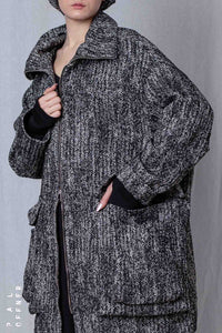 Oversize Coat_Herringbone Cotton Mix