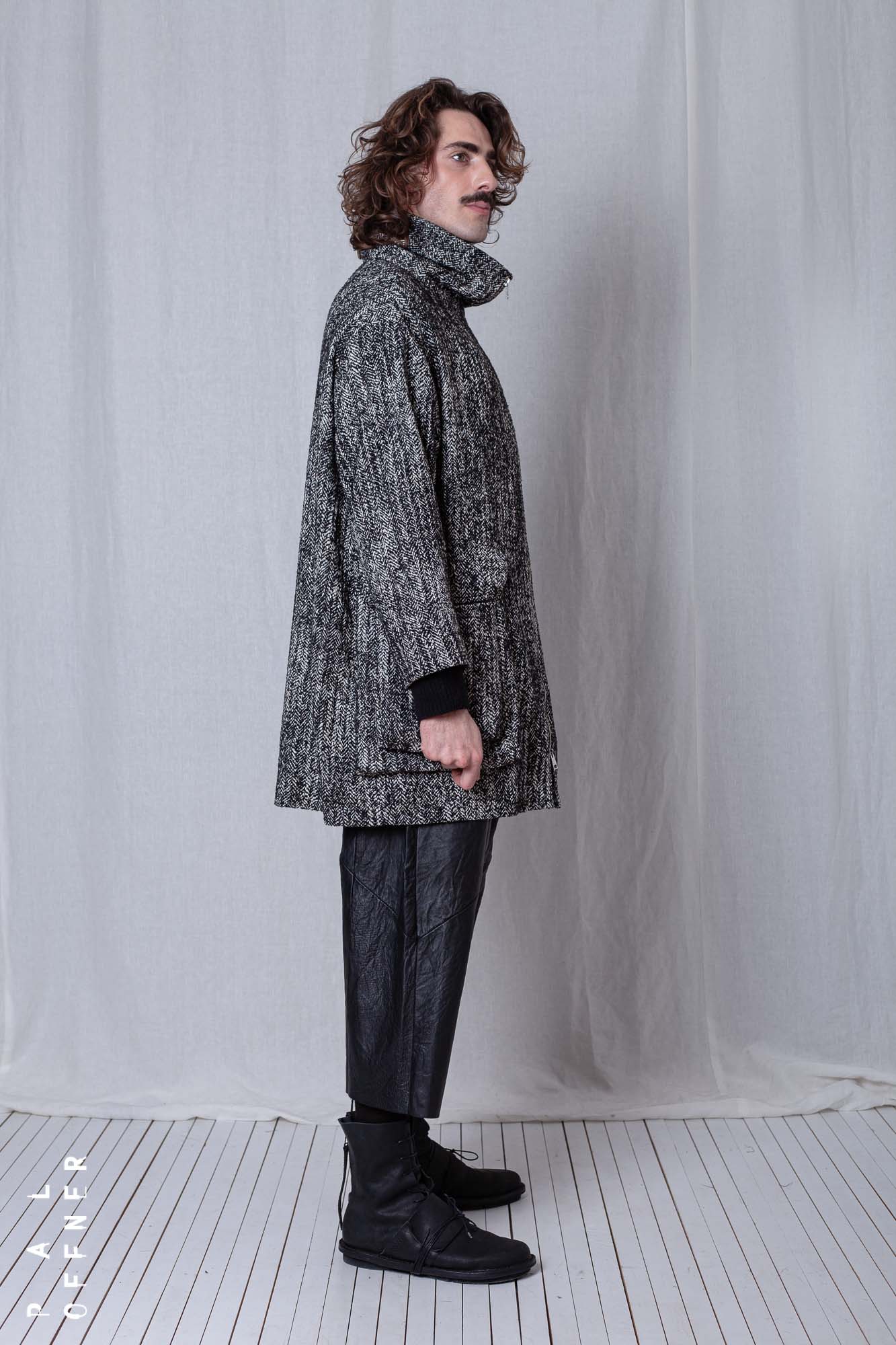 Oversize Coat_Herringbone Cotton Mix
