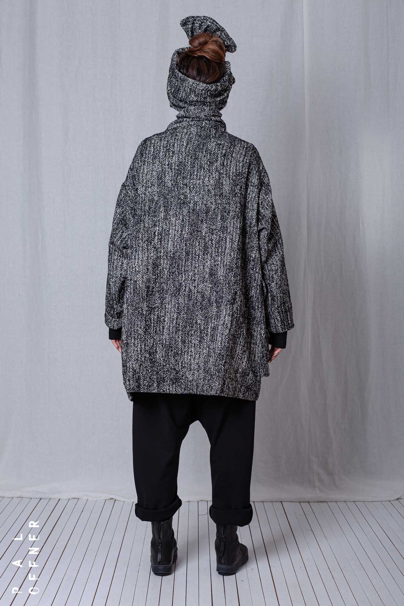 Oversize Coat_Herringbone Cotton Mix