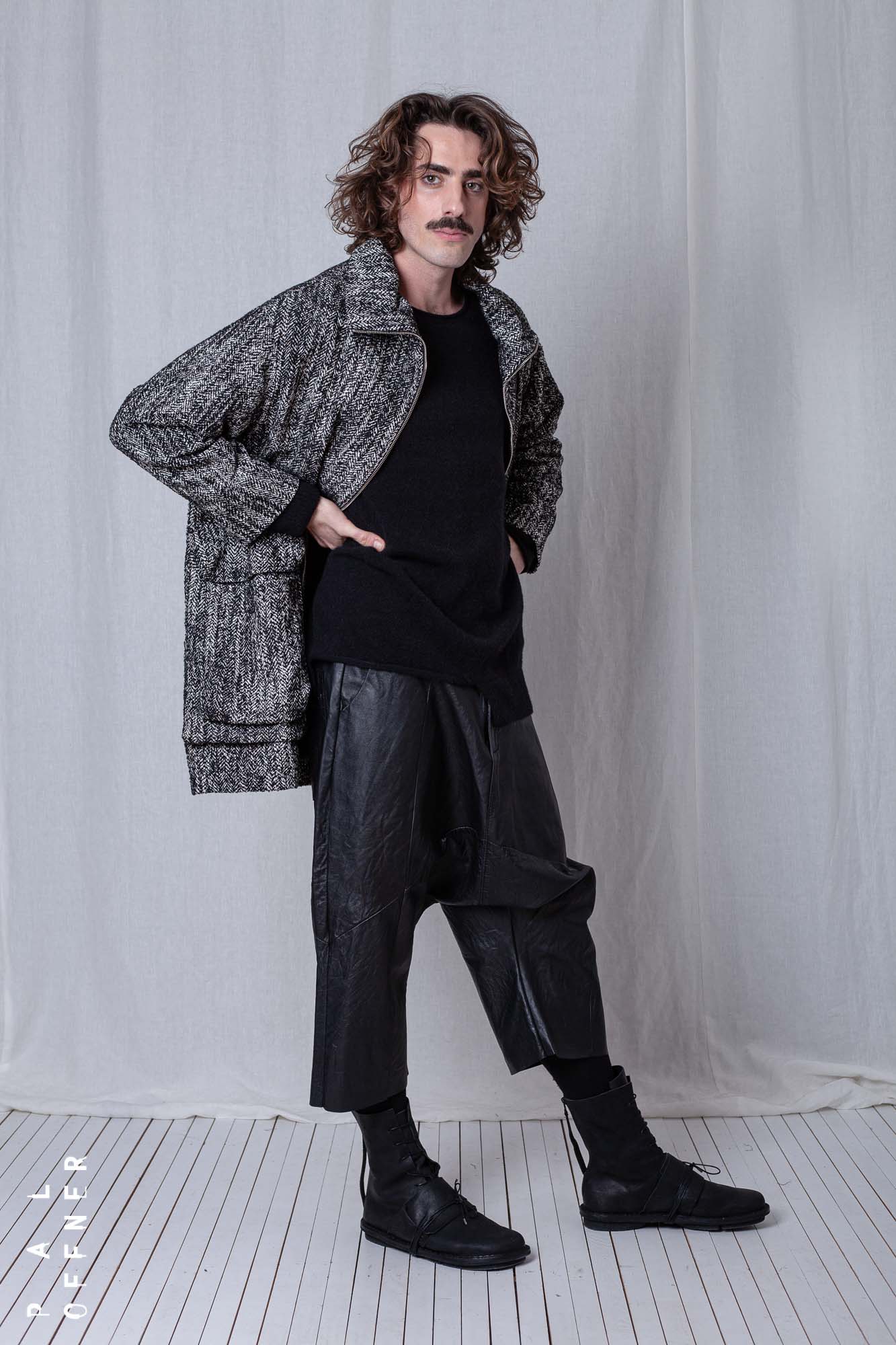Oversize Coat_Herringbone Cotton Mix