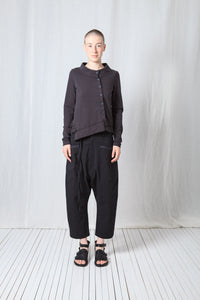 Patched Cropped Jacket_Cotton Sweat + Voile