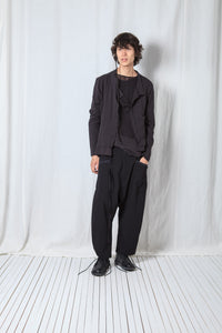 Patched Cropped Jacket_Cotton Sweat + Voile