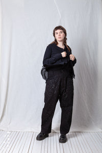 Patched Cropped Jacket_Cotton Sweat + Voile