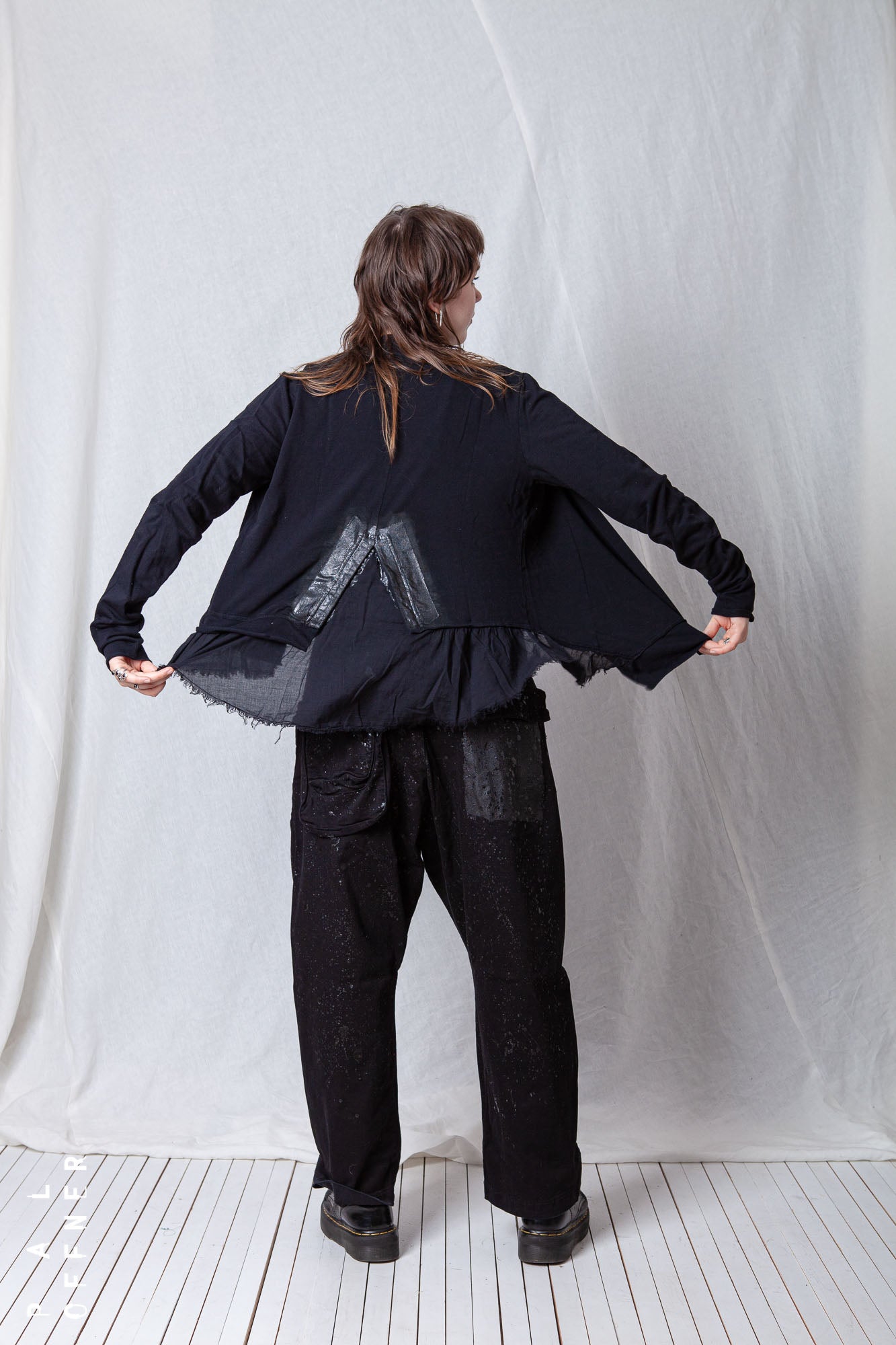 Patched Cropped Jacket_Cotton Sweat + Voile