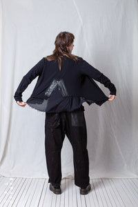 Patched Cropped Jacket_Cotton Sweat + Voile