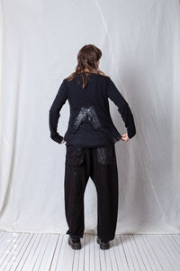 Patched Cropped Jacket_Cotton Sweat + Voile