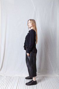 Patched Cropped Jacket_Cotton Sweat + Voile