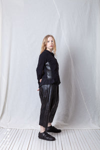 Patched Cropped Jacket_Cotton Sweat + Voile