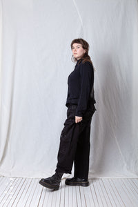 Patched Cropped Jacket_Cotton Sweat + Voile