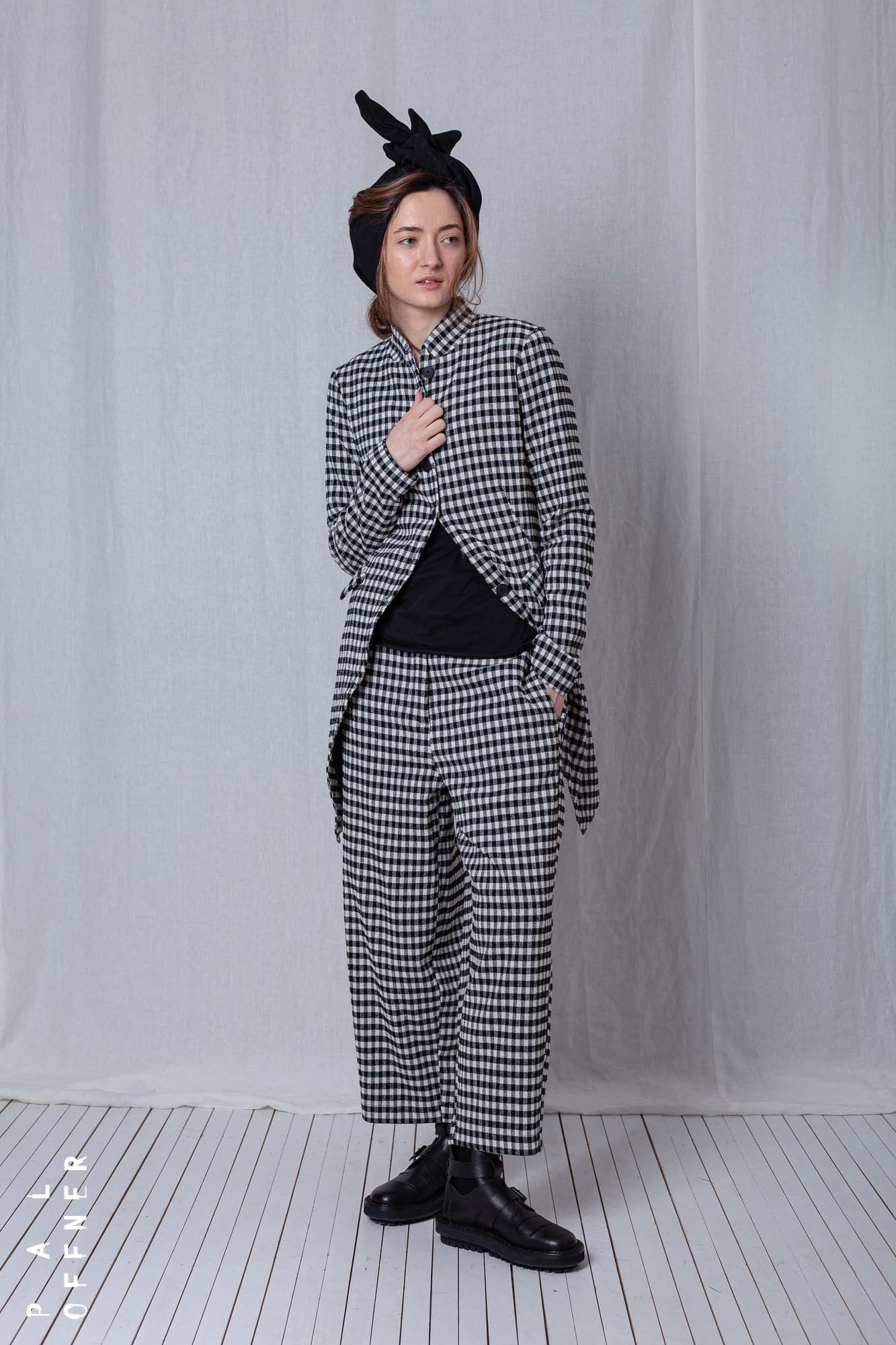 Penguin Coat_Checked Cotton Mix