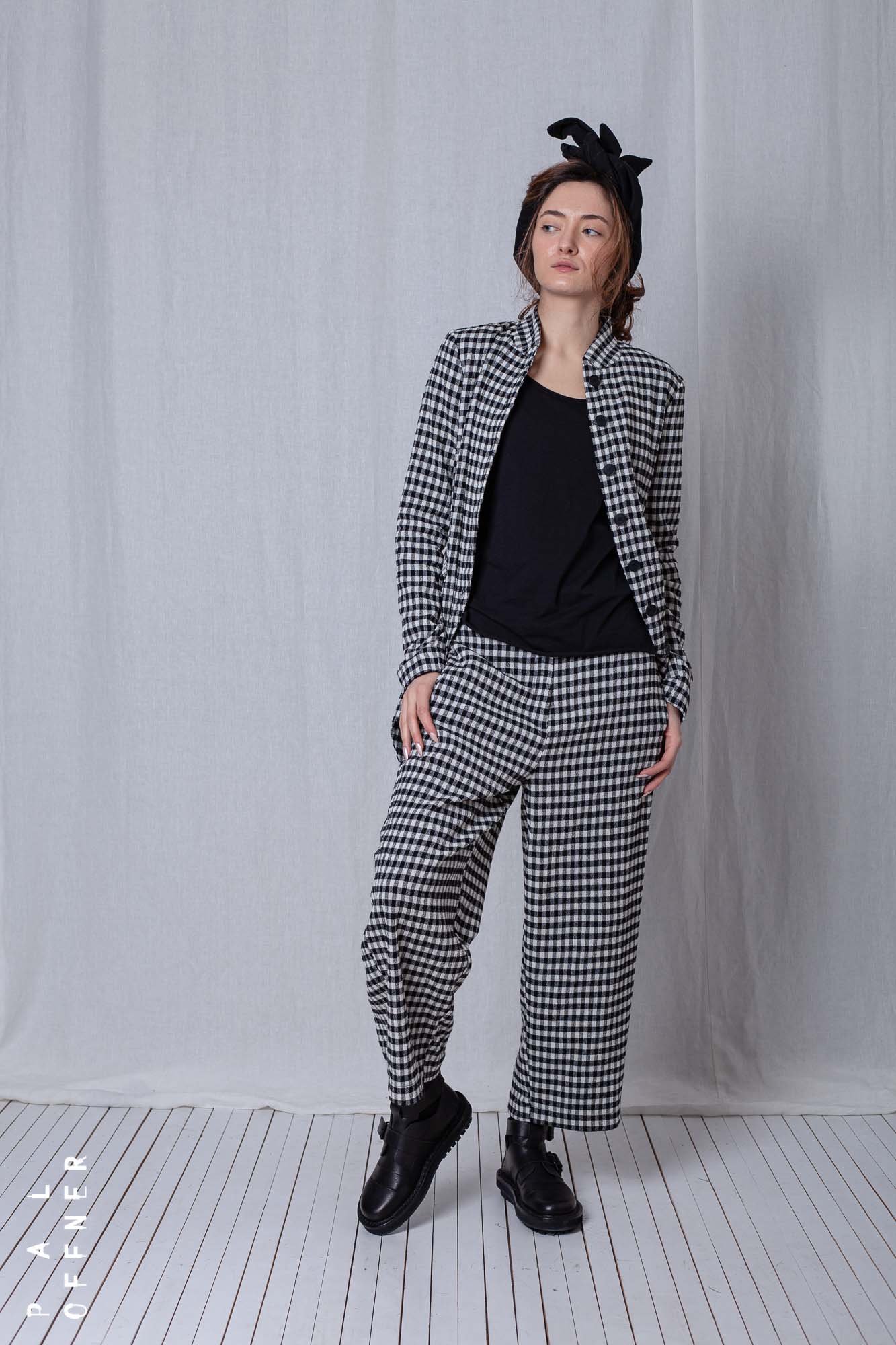 Penguin Coat_Checked Cotton Mix