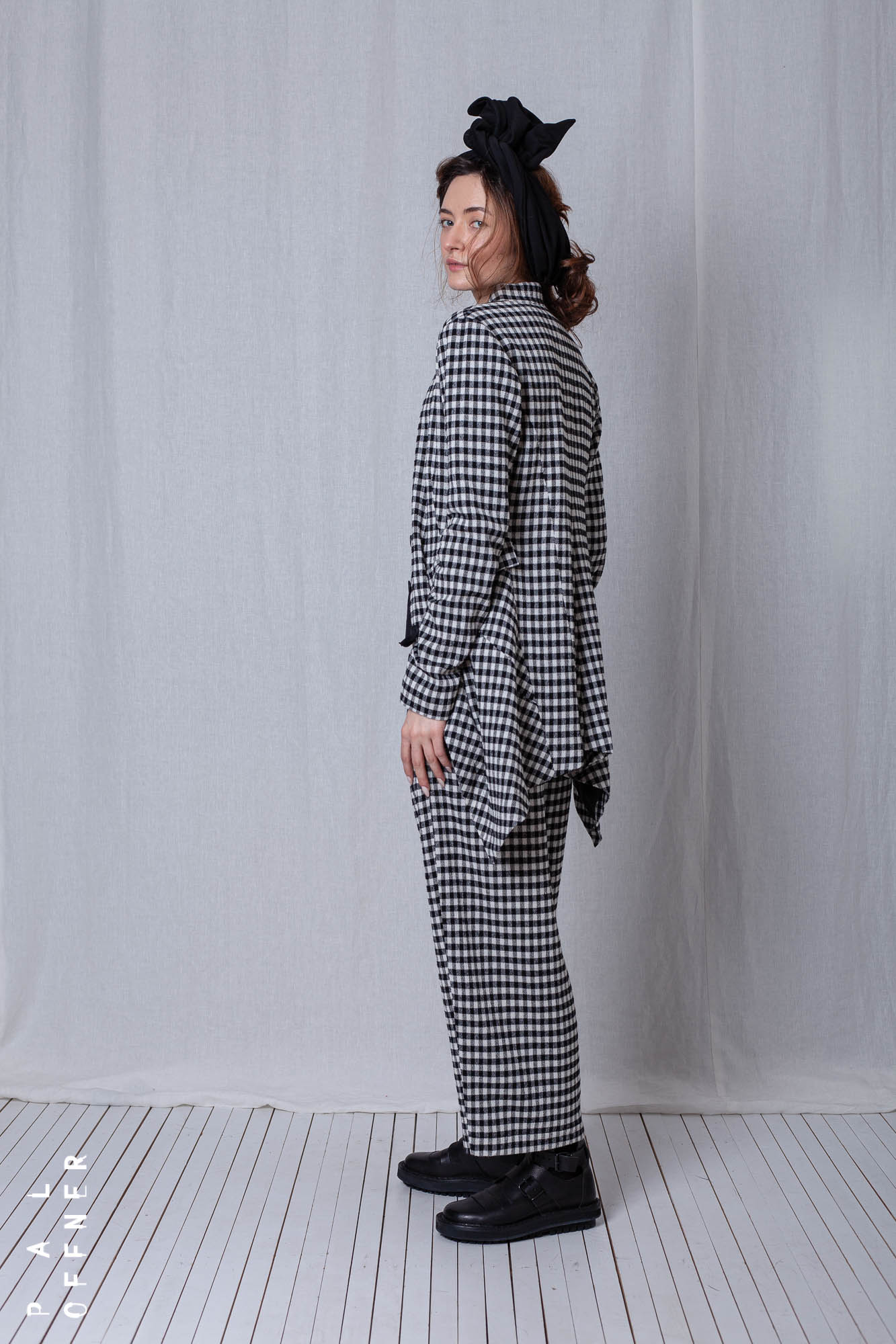 Penguin Coat_Checked Cotton Mix
