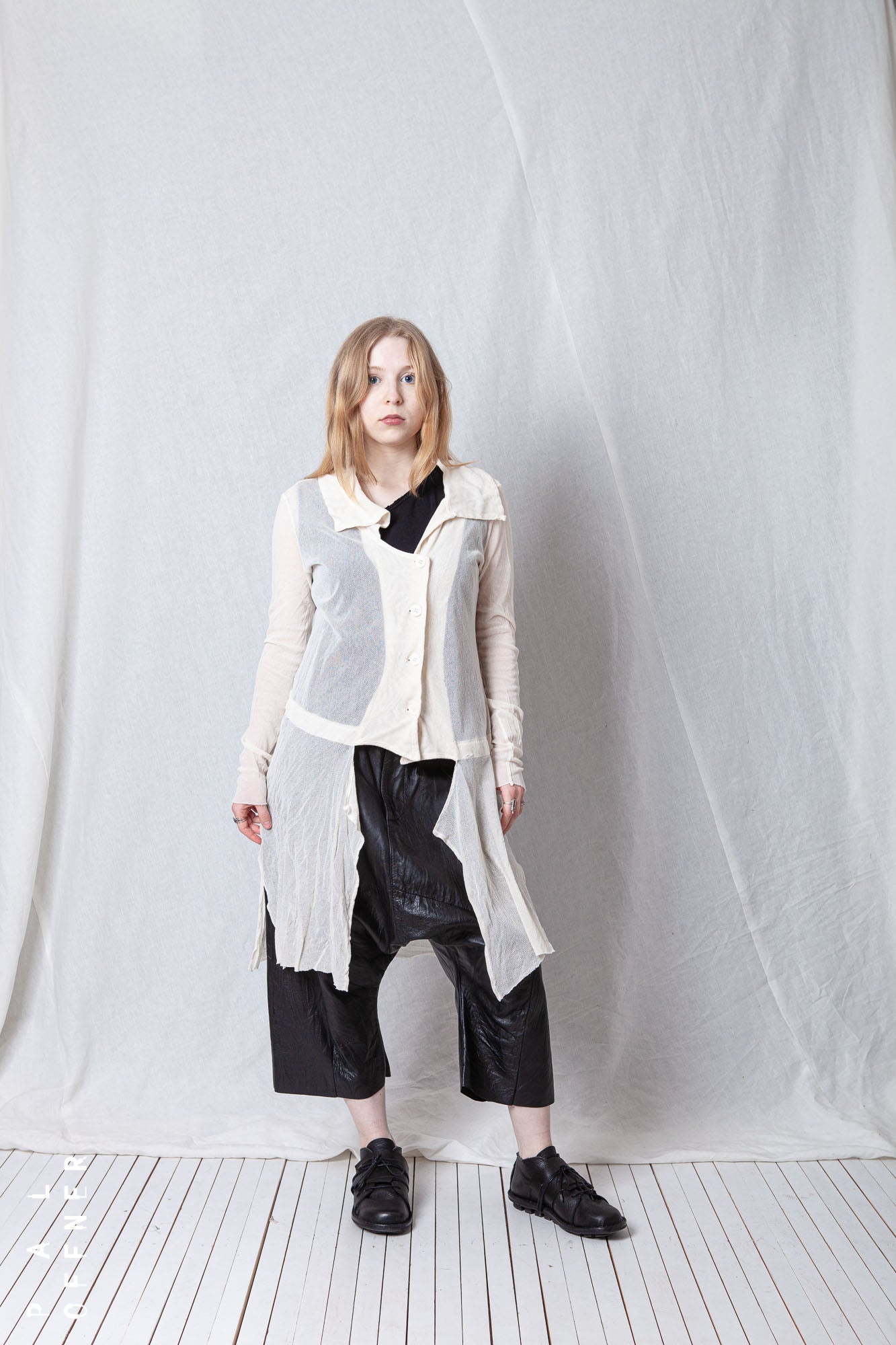 Sheer Draped Coat_Organic Cotton Mesh (GOTS)