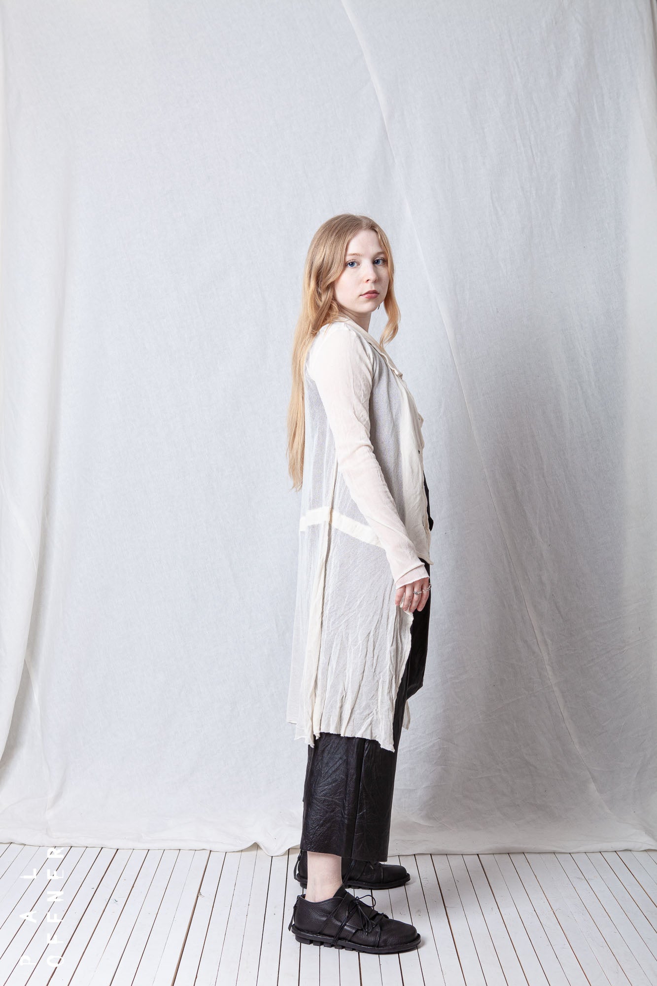 Sheer Draped Coat_Organic Cotton Mesh (GOTS)