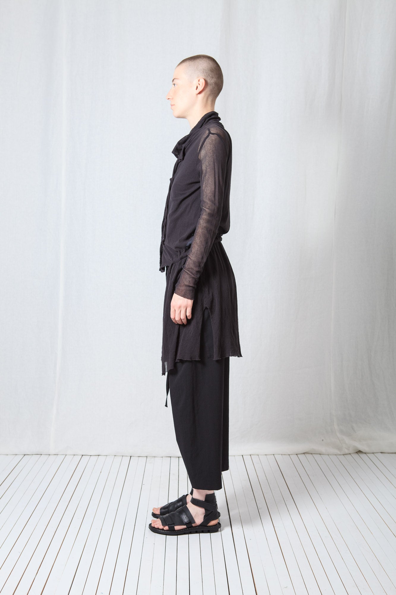 Sheer Draped Coat_Organic Cotton Mesh (GOTS)