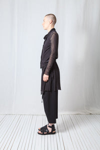 Sheer Draped Coat_Organic Cotton Mesh (GOTS)