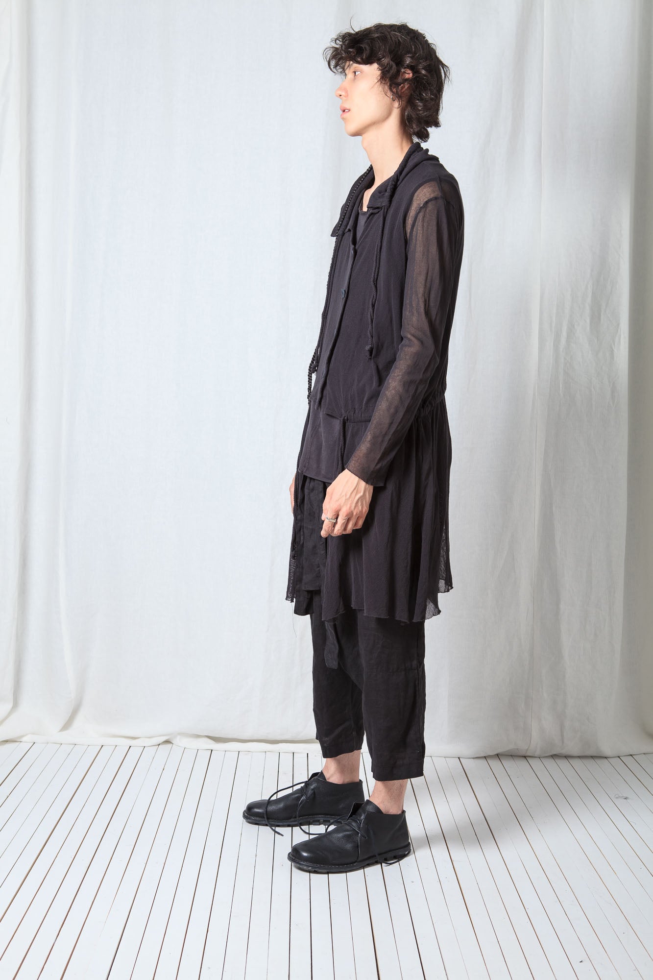 Sheer Draped Coat_Organic Cotton Mesh (GOTS)