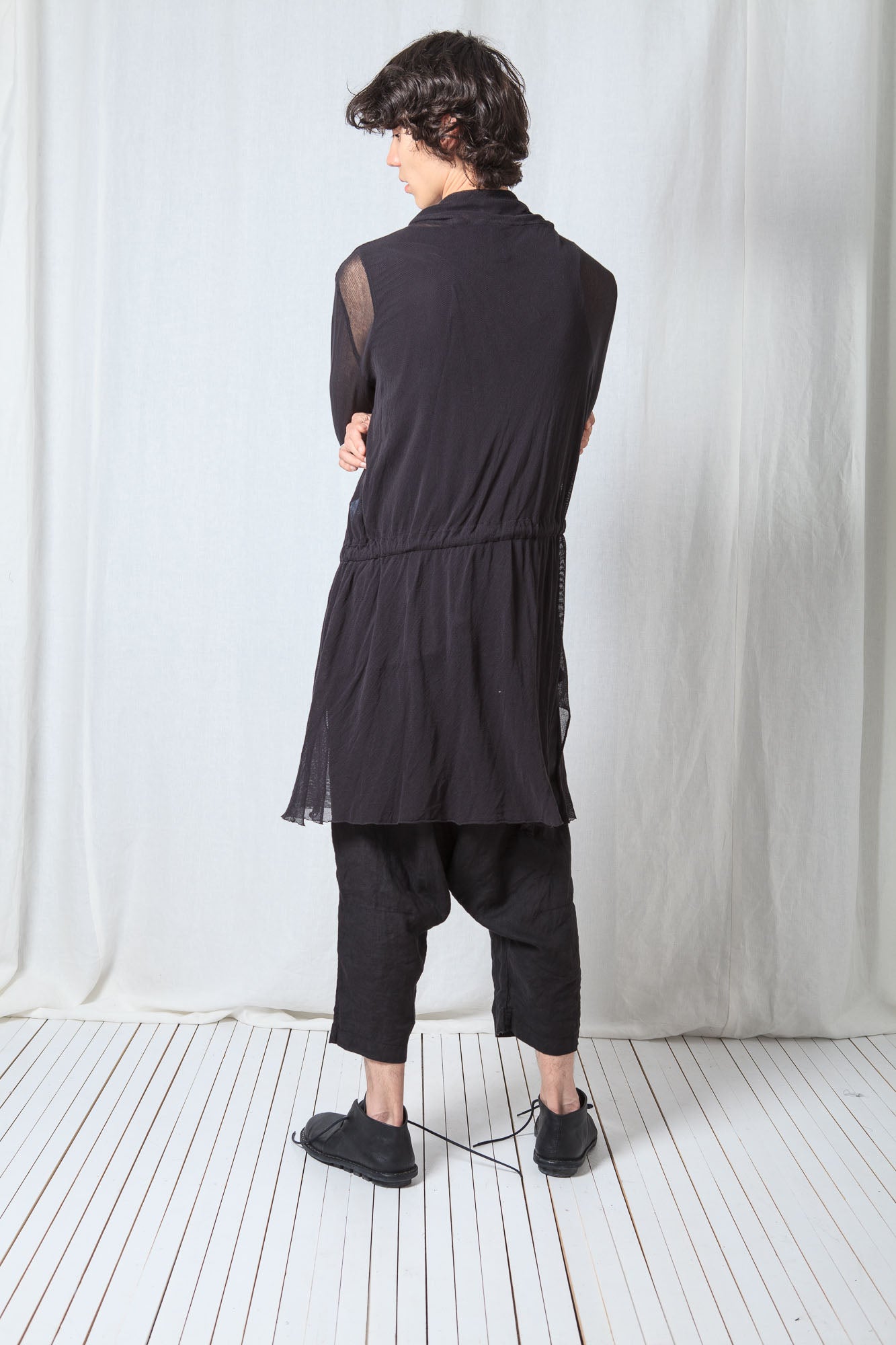 Sheer Draped Coat_Organic Cotton Mesh (GOTS)