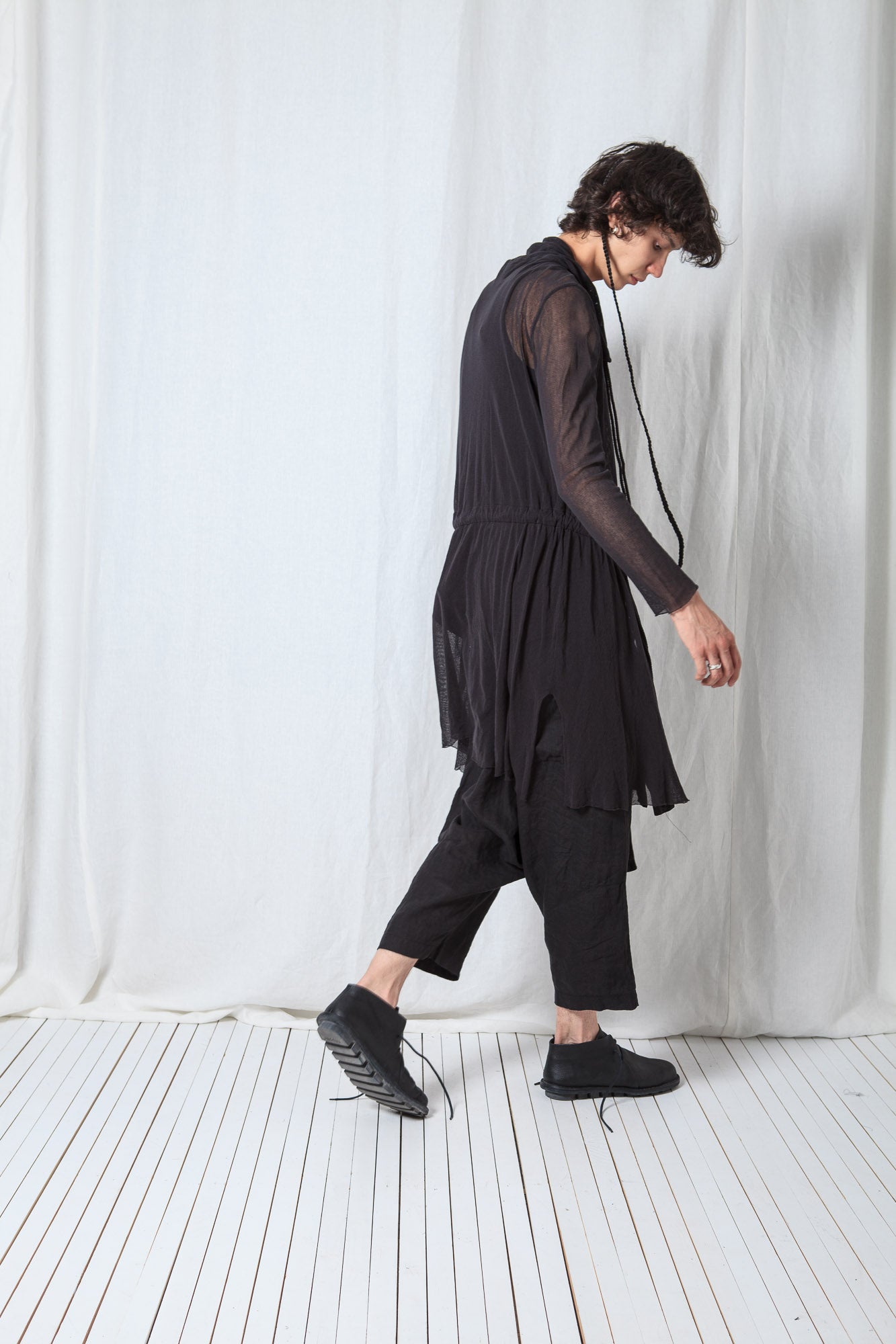 Sheer Draped Coat_Organic Cotton Mesh (GOTS)