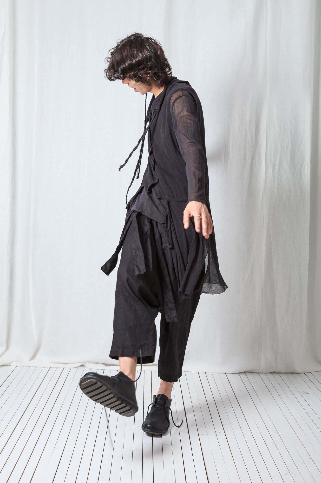 Sheer Draped Coat_Organic Cotton Mesh (GOTS)
