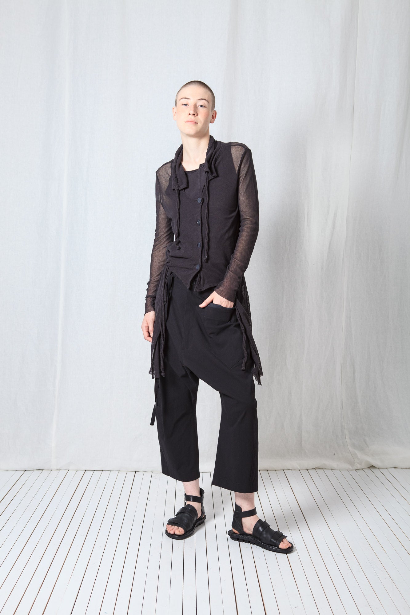 Sheer Draped Coat_Organic Cotton Mesh (GOTS)