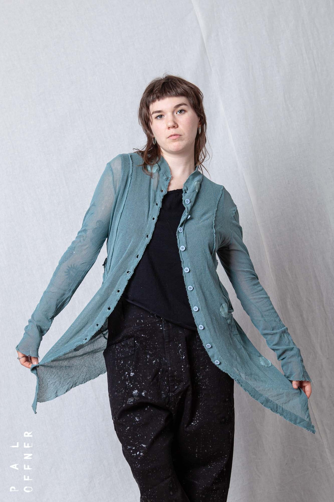 Sheer Penguin Coat Polka Dots_Organic Cotton Mesh