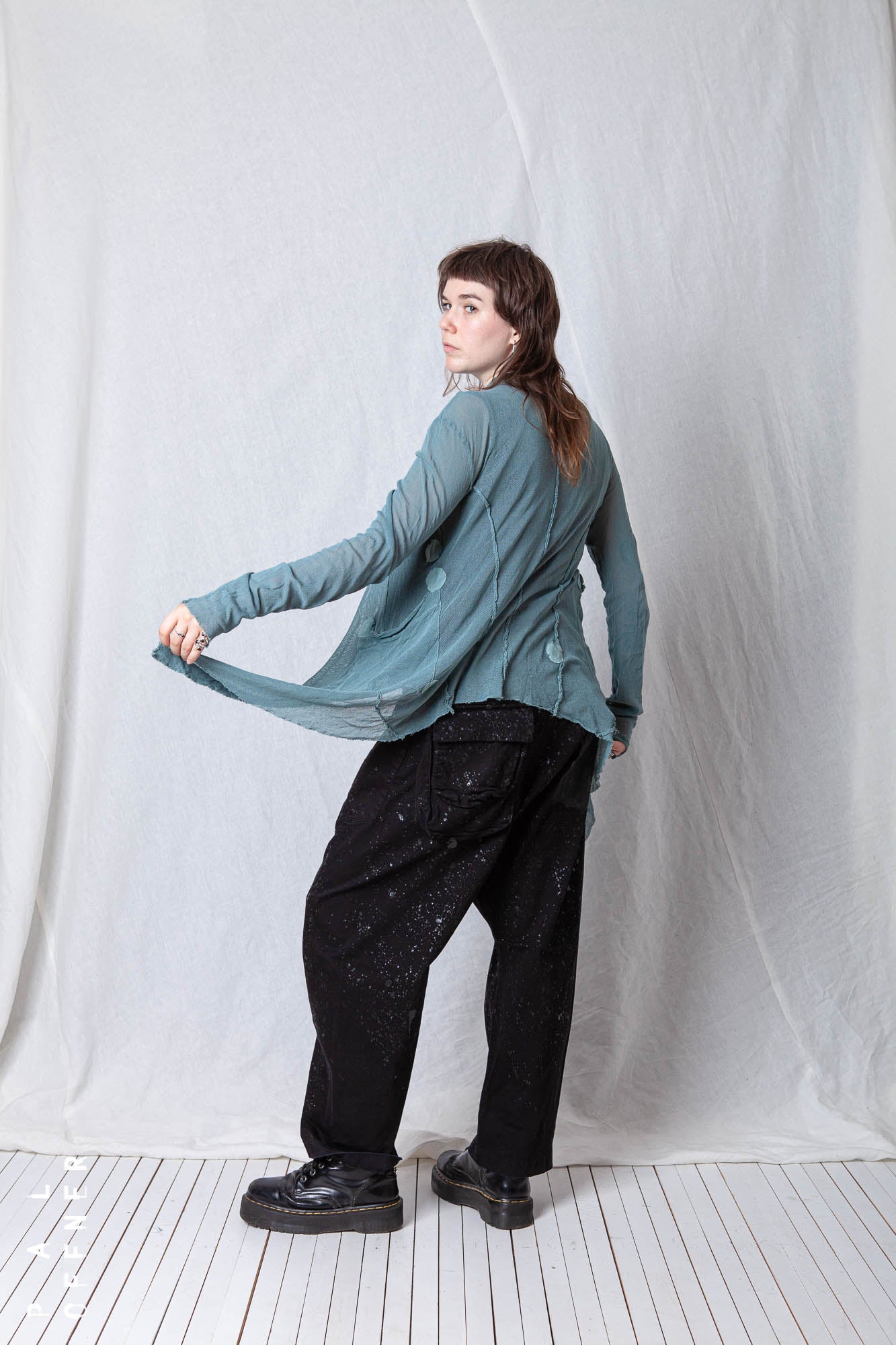 Sheer Penguin Coat Polka Dots_Organic Cotton Mesh