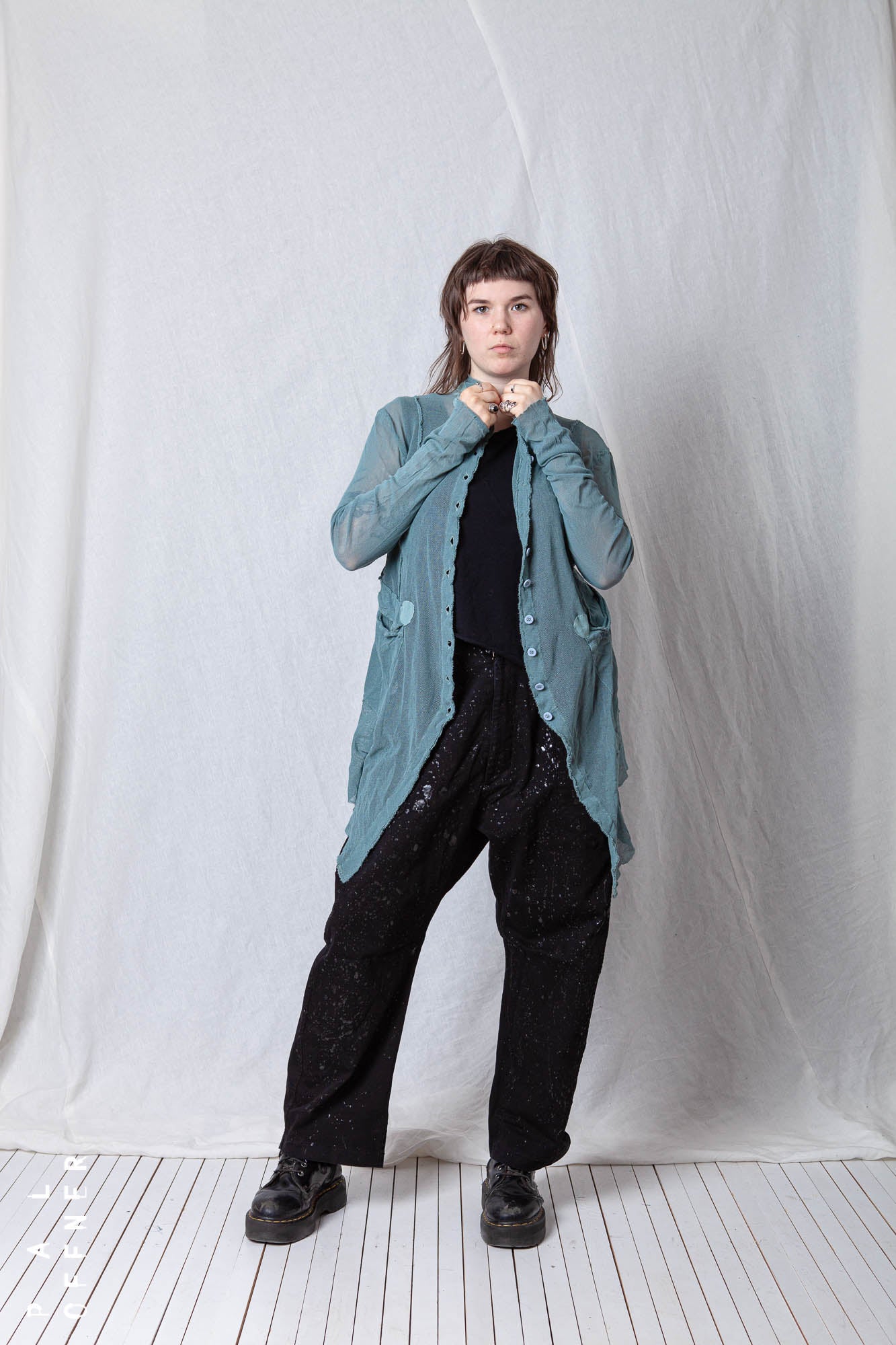 Sheer Penguin Coat Polka Dots_Organic Cotton Mesh