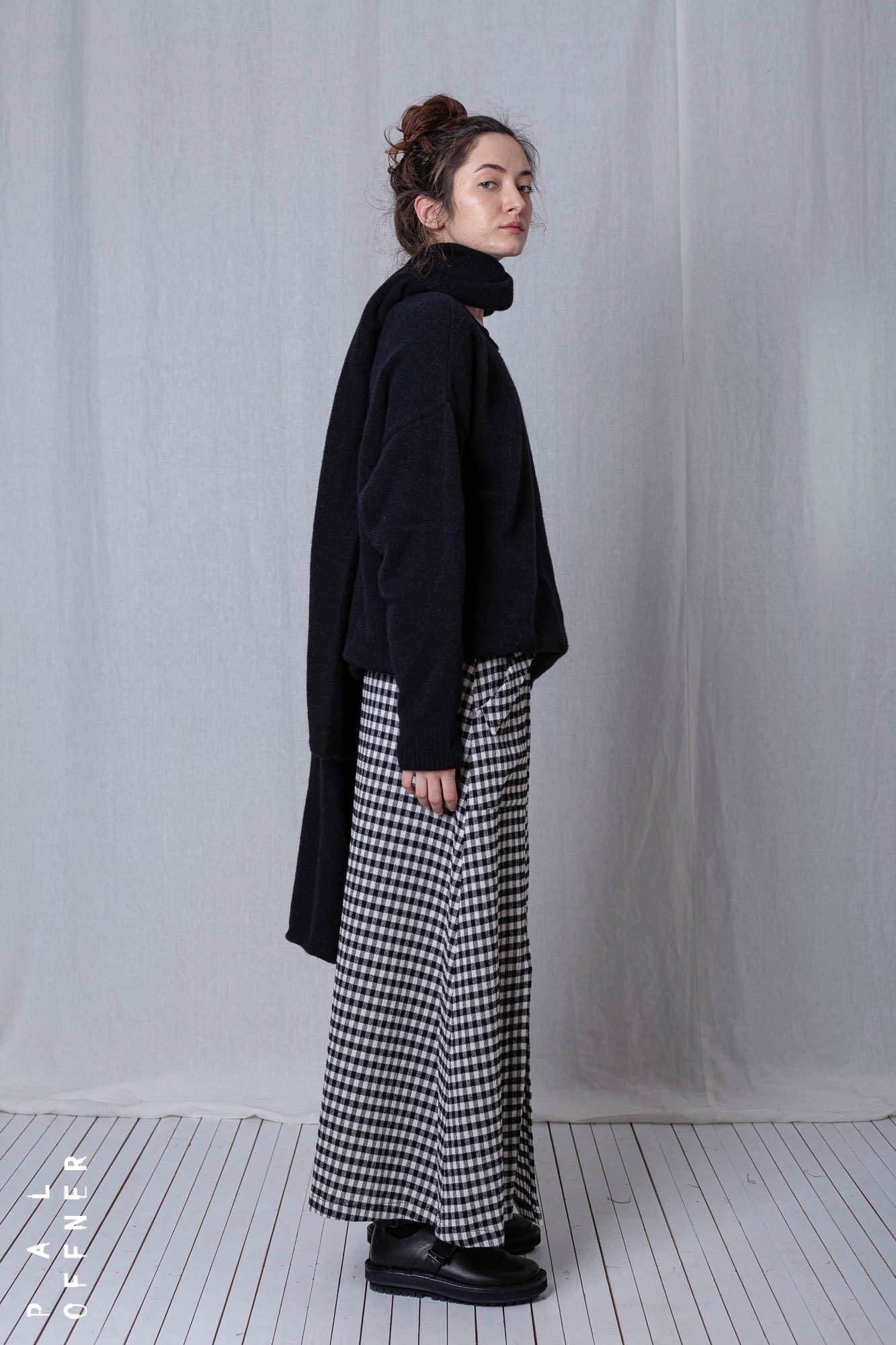 Skirt_Checked Cotton Mix