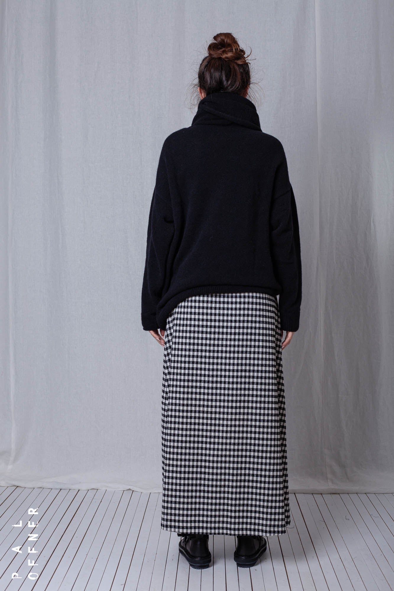 Skirt_Checked Cotton Mix