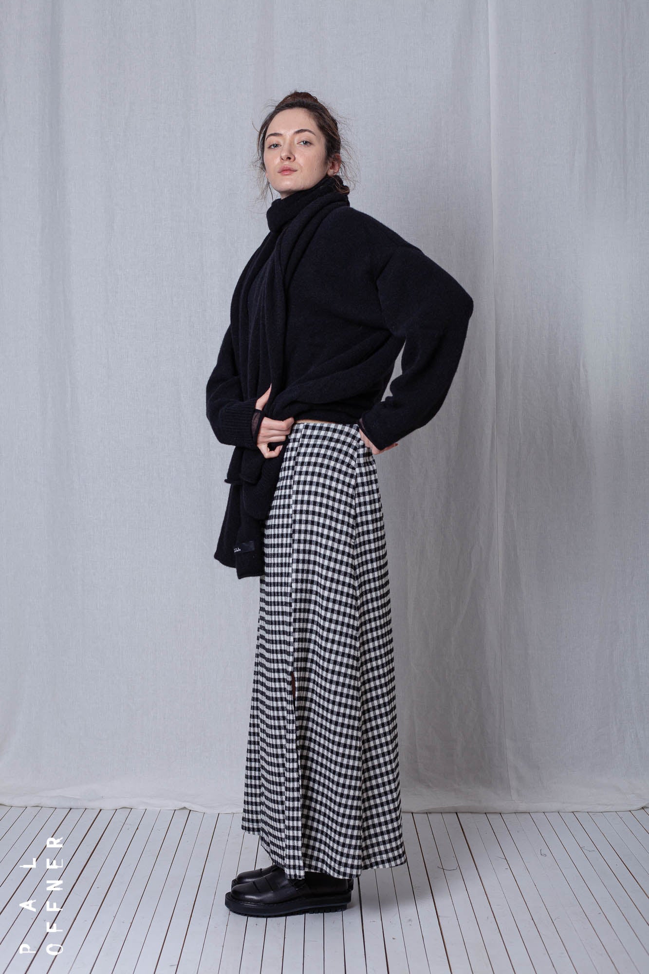 Skirt_Checked Cotton Mix