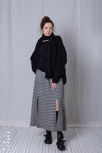 Skirt_Checked Cotton Mix